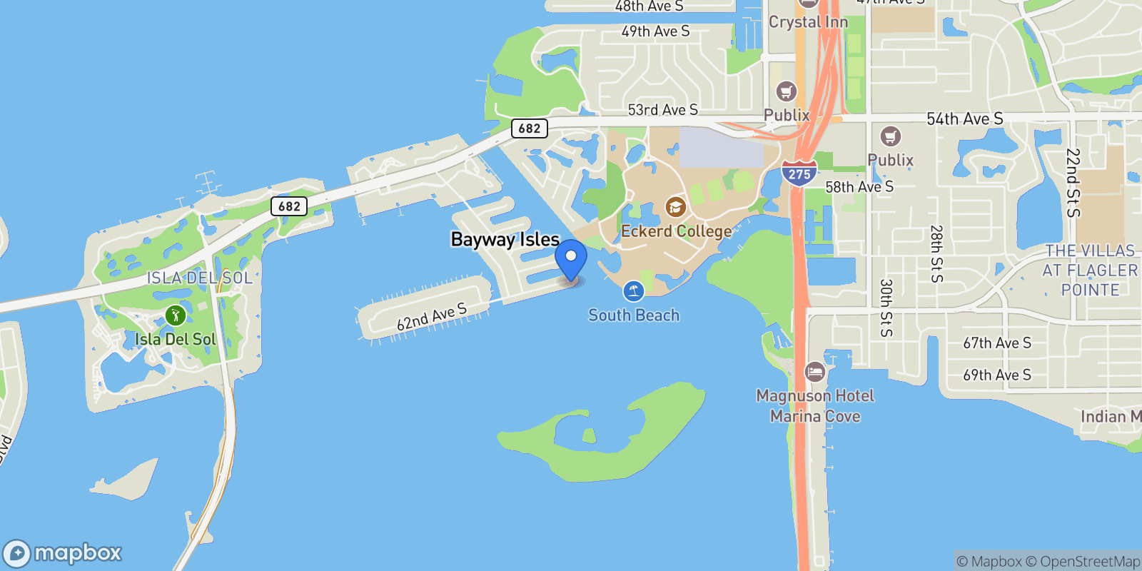 Map showing 4916  62nd Ave S, St Petersburg, FL 33715, St. Petersburg, Florida, United States.