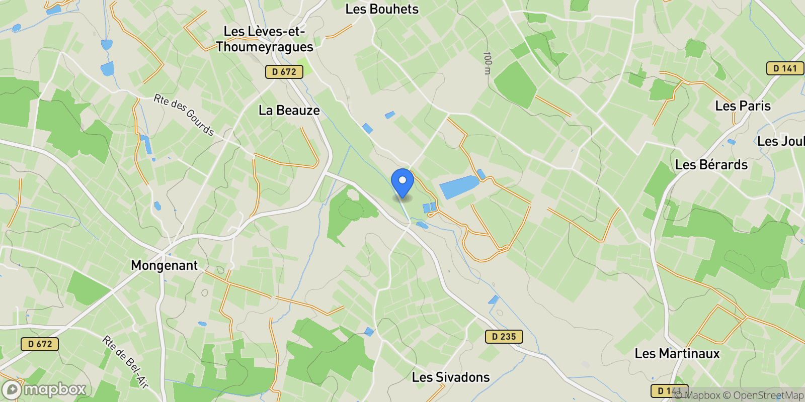 Map showing Les Lèves-et-Thoumeyragues, Nouvelle-Aquitaine, France.