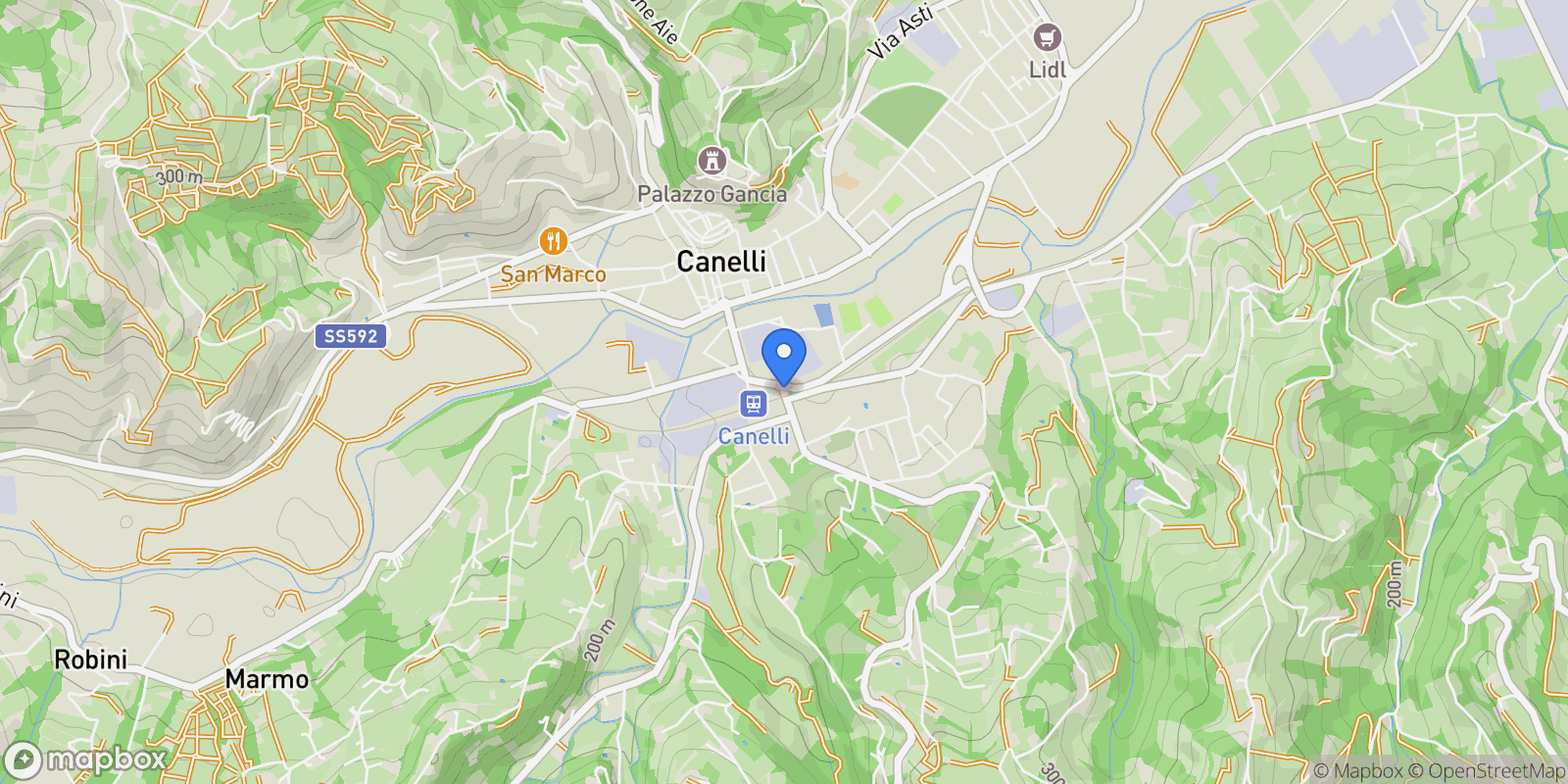 Map showing Via Cassinasco, Canelli, Piedmont, Italy.