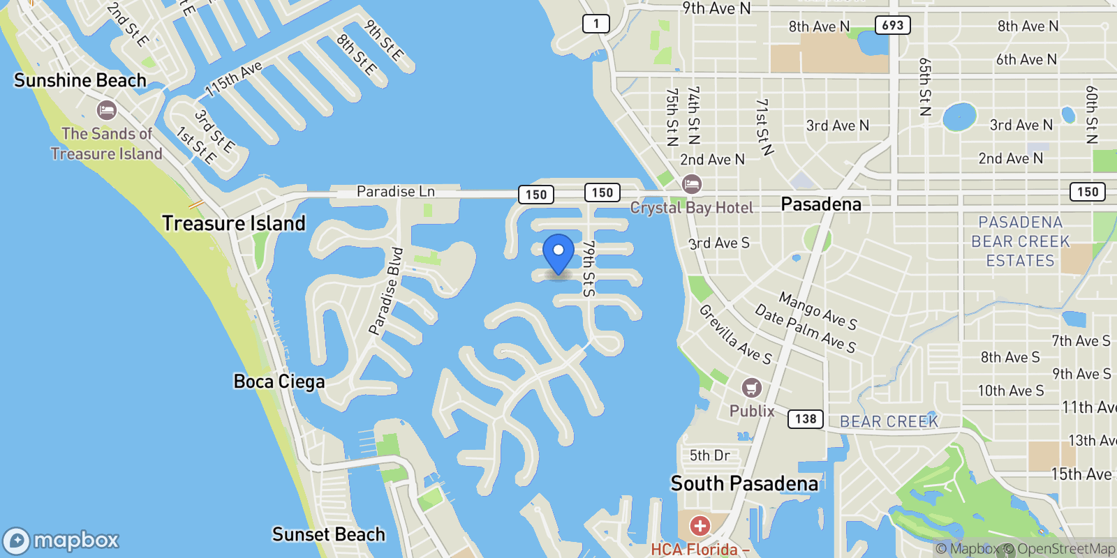 Map showing 7942 3rd Ave S, St Petersburg, FL 33707, St. Petersburg, Florida, United States.