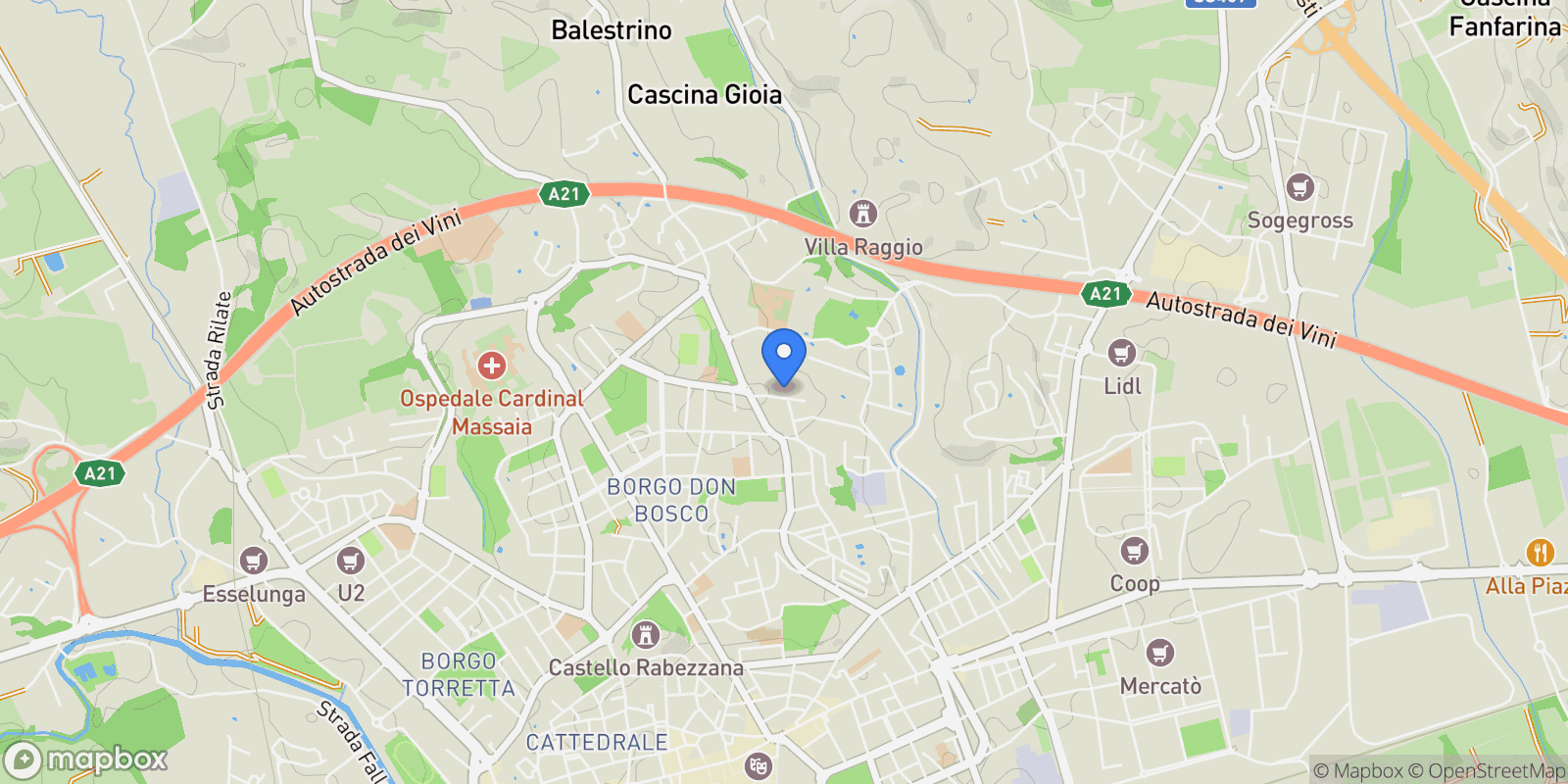 Map showing Via Ludovico Ariosto, Asti, Piedmont, Italy.