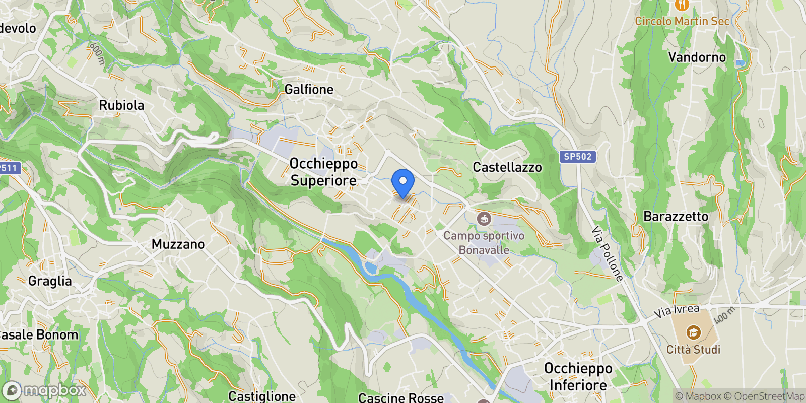 Map showing Via martiri della libertà, Occhieppo Superiore, Piedmont, Italy.
