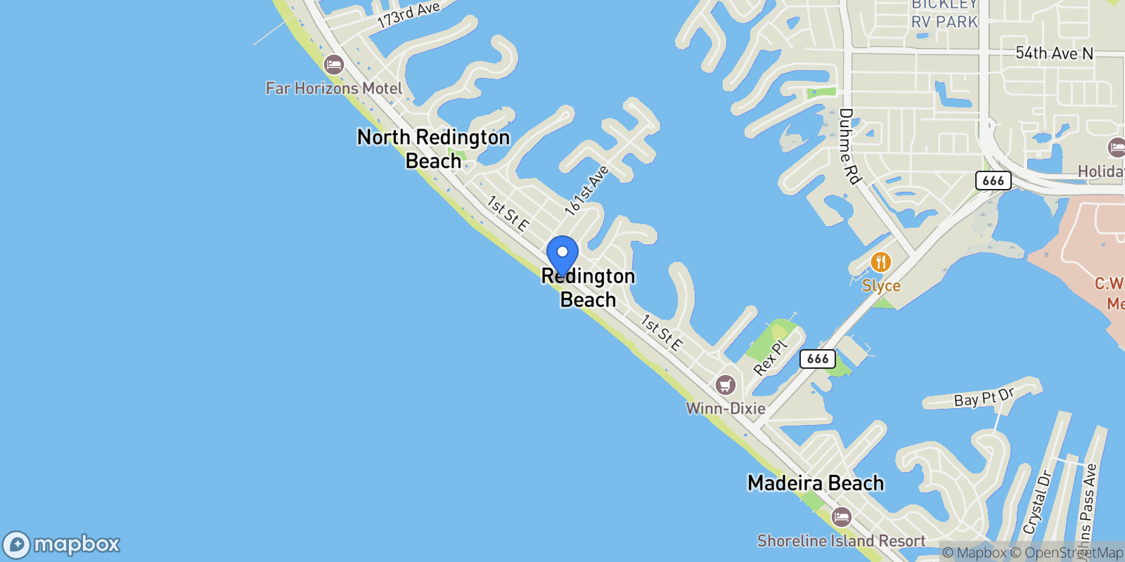 Map showing 15912 Gulf Blvd, Redington Beach, FL 33708, Madeira Beach, Florida, United States.