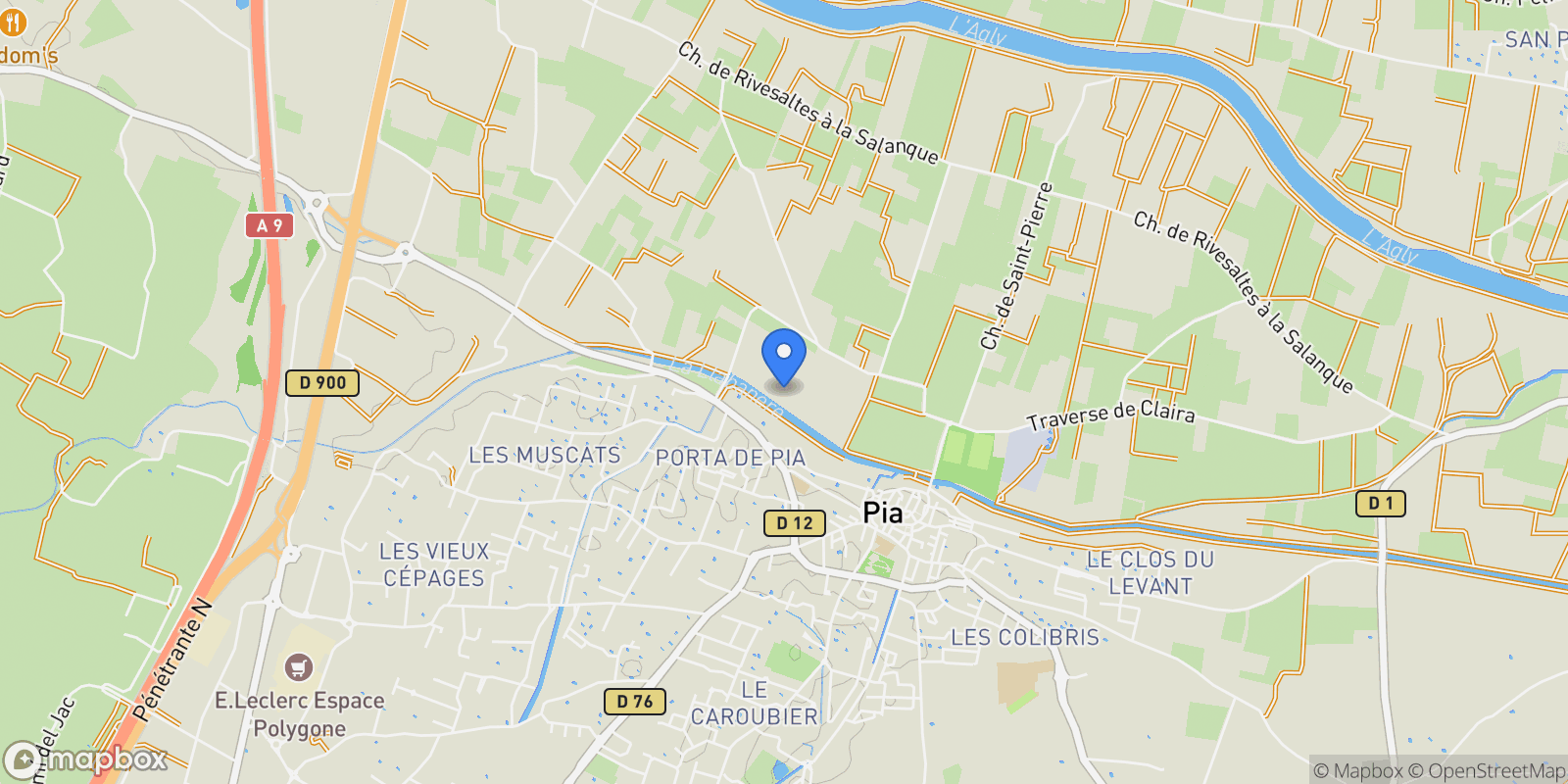 Map showing Pia, Occitanie, France.