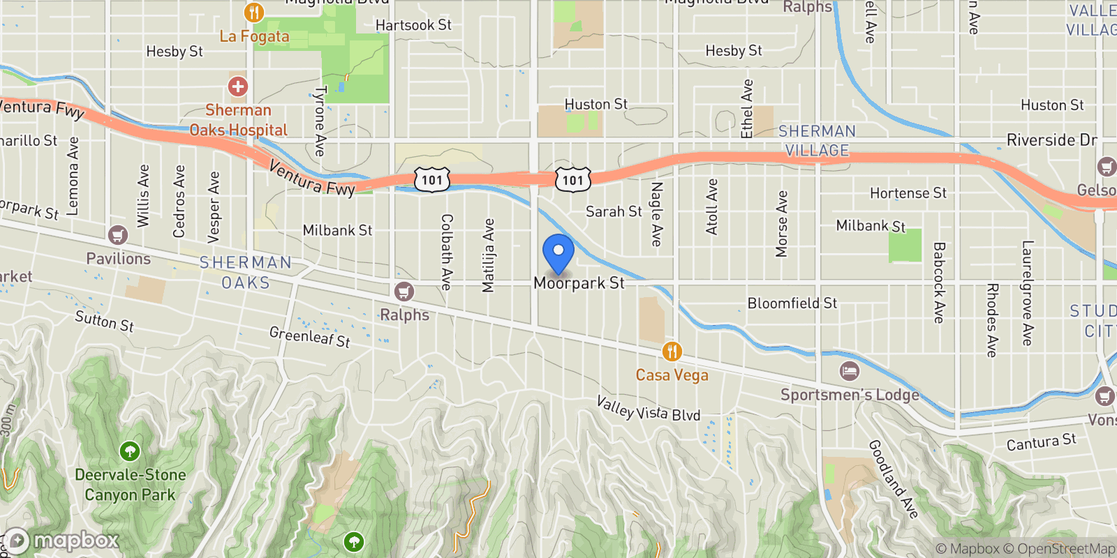 Map showing 4405 Ventura Canyon Avenue, Los Angeles, California, United States.