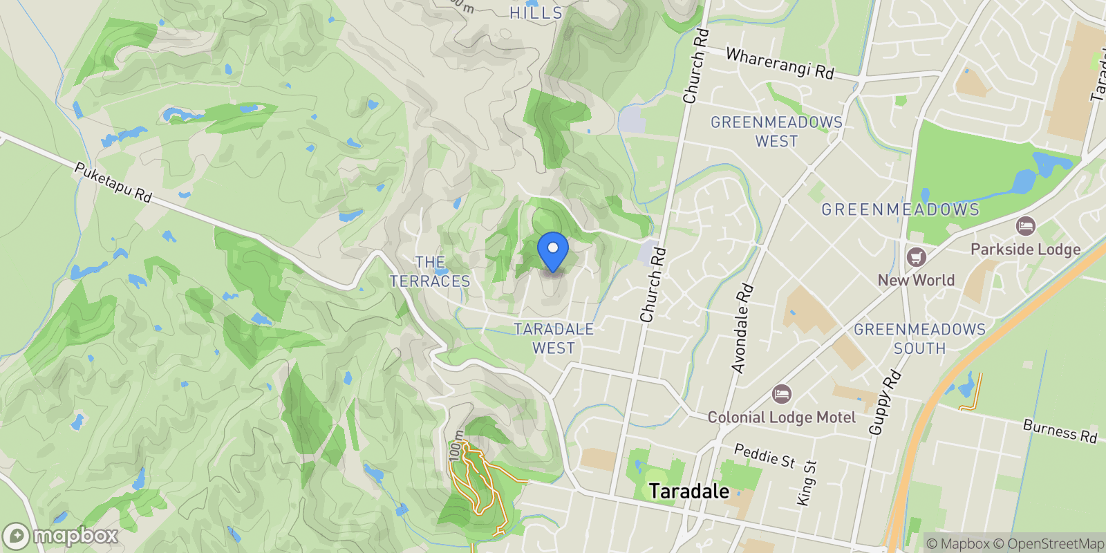 Map showing 14 Ridgeway Terrace Taradale, Napier, HKB 4112, Napier, Hawke's Bay, New Zealand.