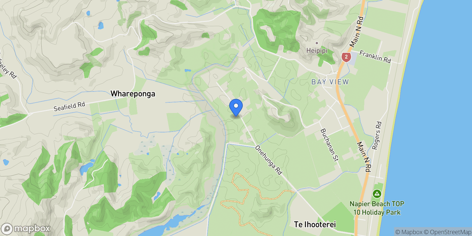 Map showing 209 Onehunga Road Bay View, Napier, HKB 4182, Napier, Hawke's Bay, New Zealand.