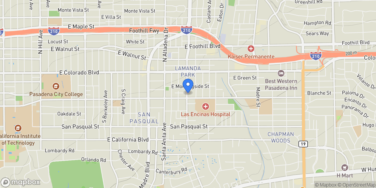 Map showing 2708 San Marcos Drive, Altadena, California, United States.