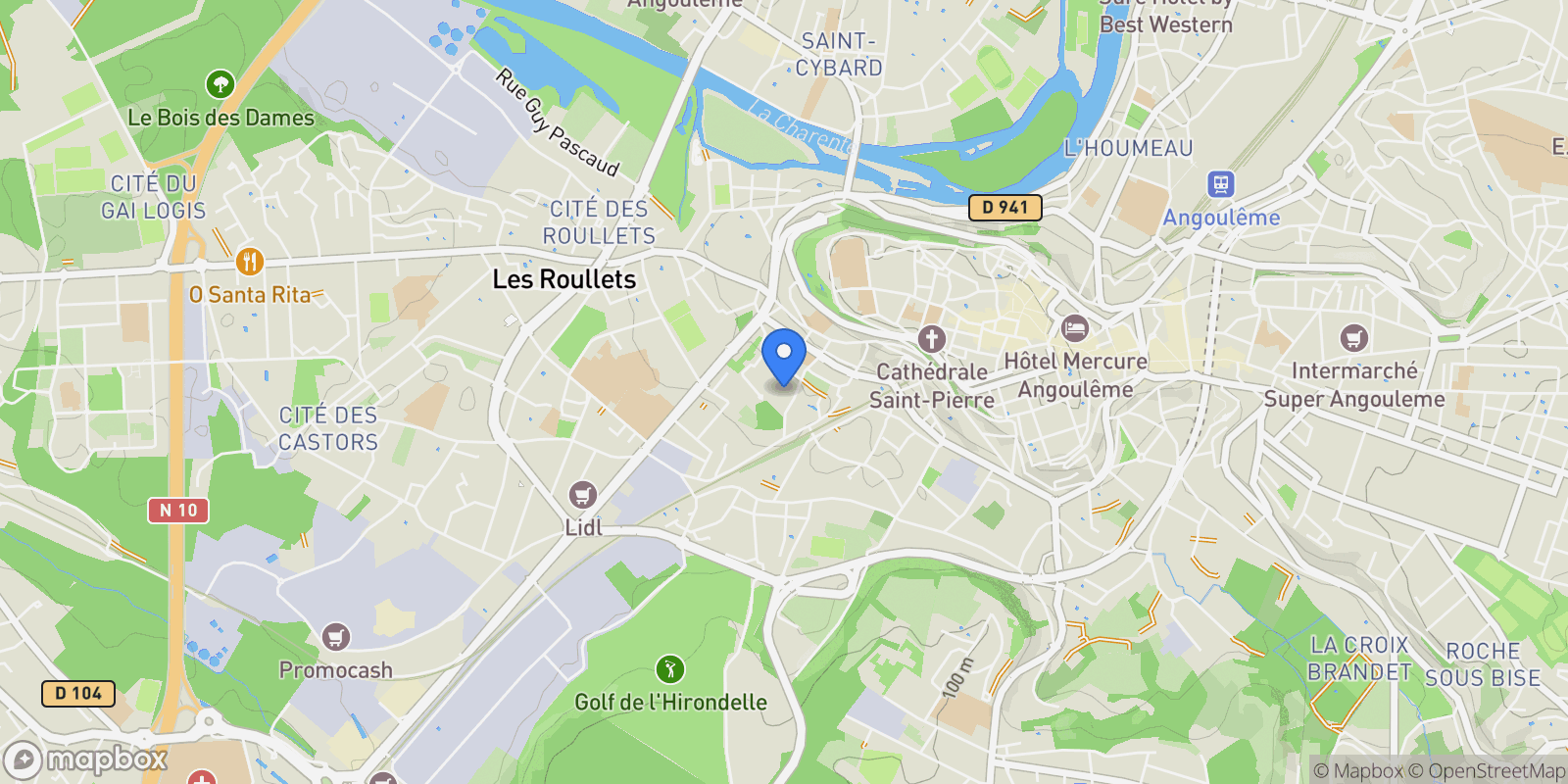 Map showing Angoulême, Nouvelle-Aquitaine, France.