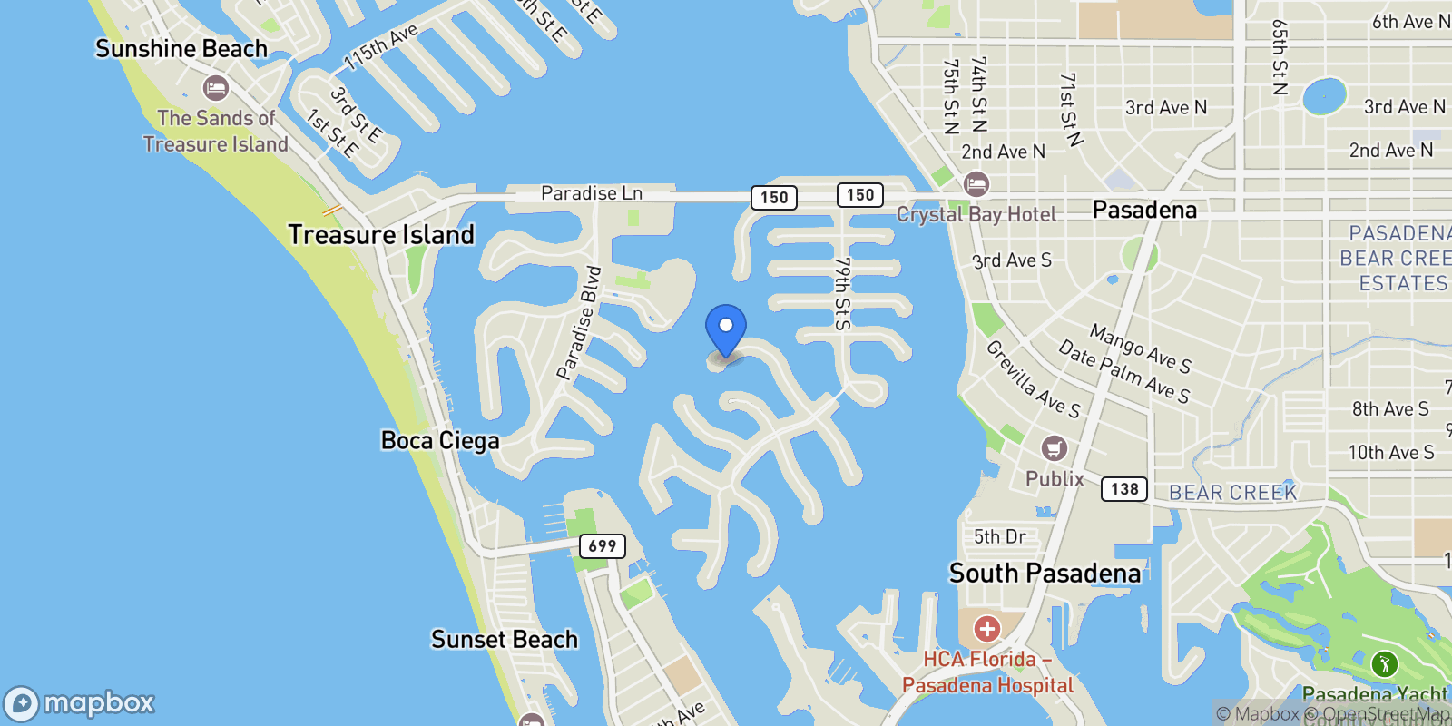 Map showing 7986 9th Ave S, St Petersburg, FL 33707, St. Petersburg, Florida, United States.