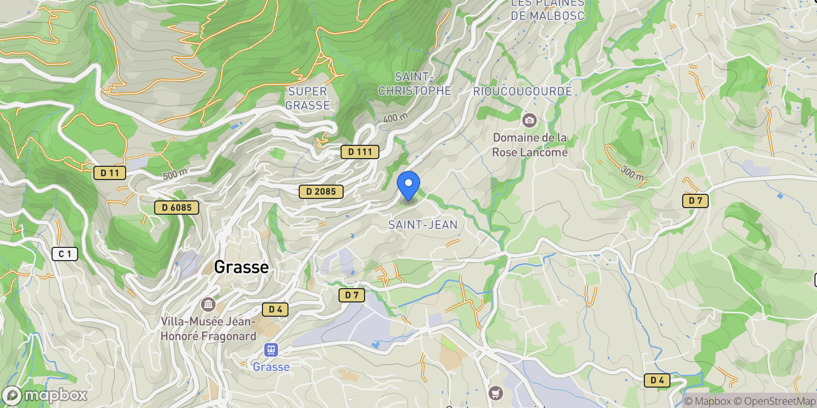 Map showing Grasse, Provence-Alpes-Côte d'Azur, France.