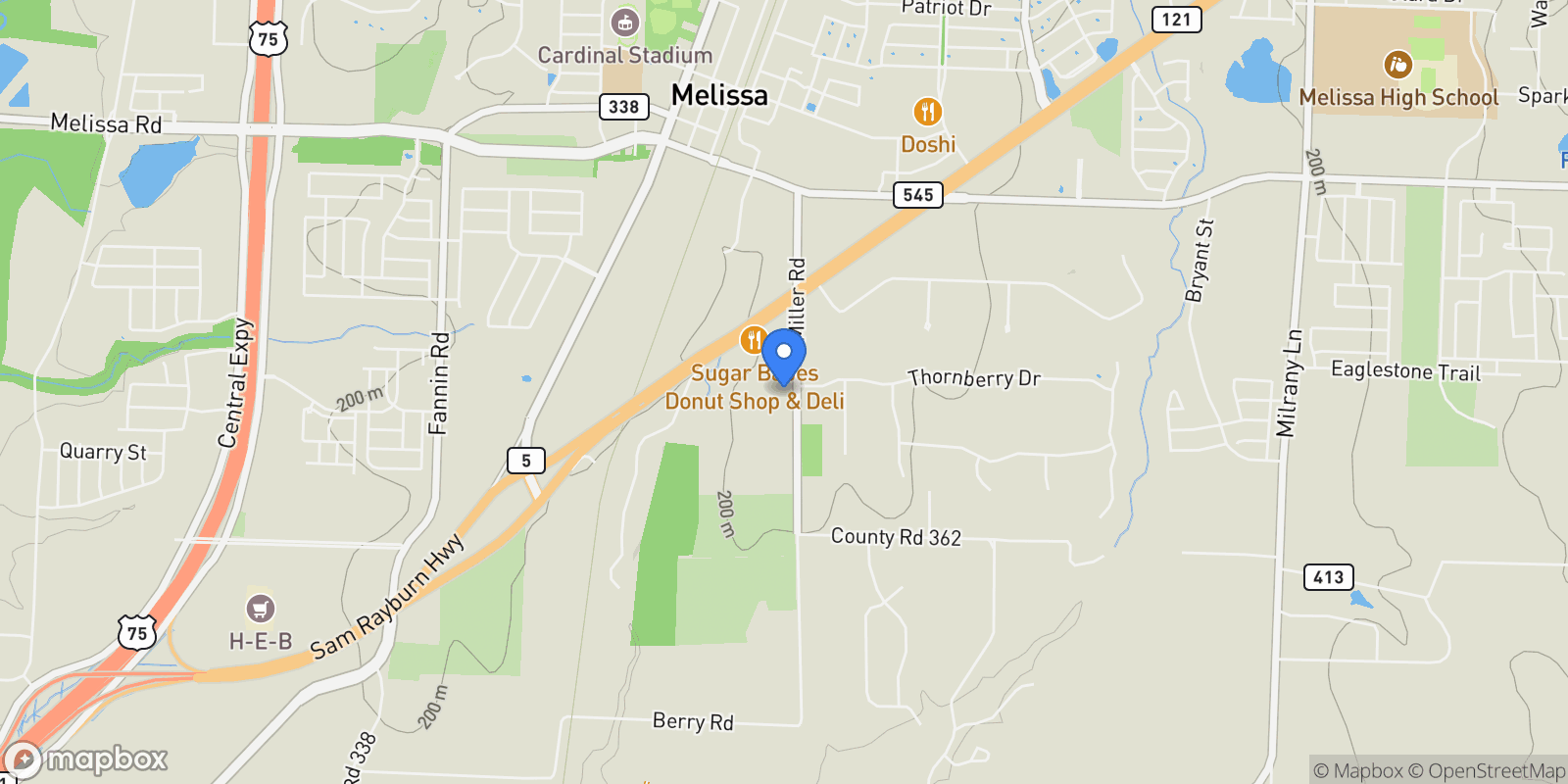 Map showing 2011 Miller Road, Melissa, TX 75454, Melissa, Texas, United States.