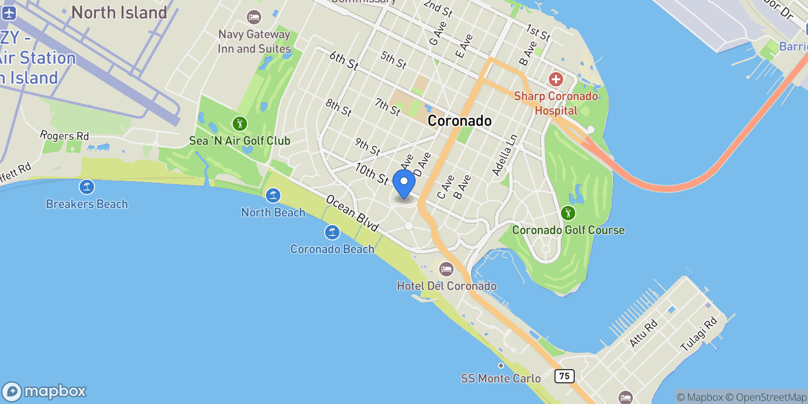 Map showing 1034 Isabella Avenue, Coronado, California, United States.