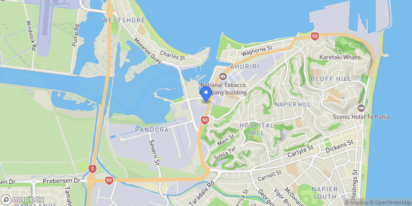 Map showing 102/14D West Quay Ahuriri, Napier, HKB, Napier, Hawke's Bay, New Zealand.