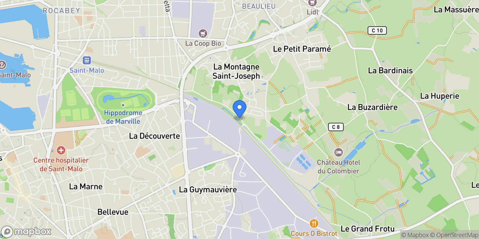 Map showing Saint-Malo, Brittany, France.