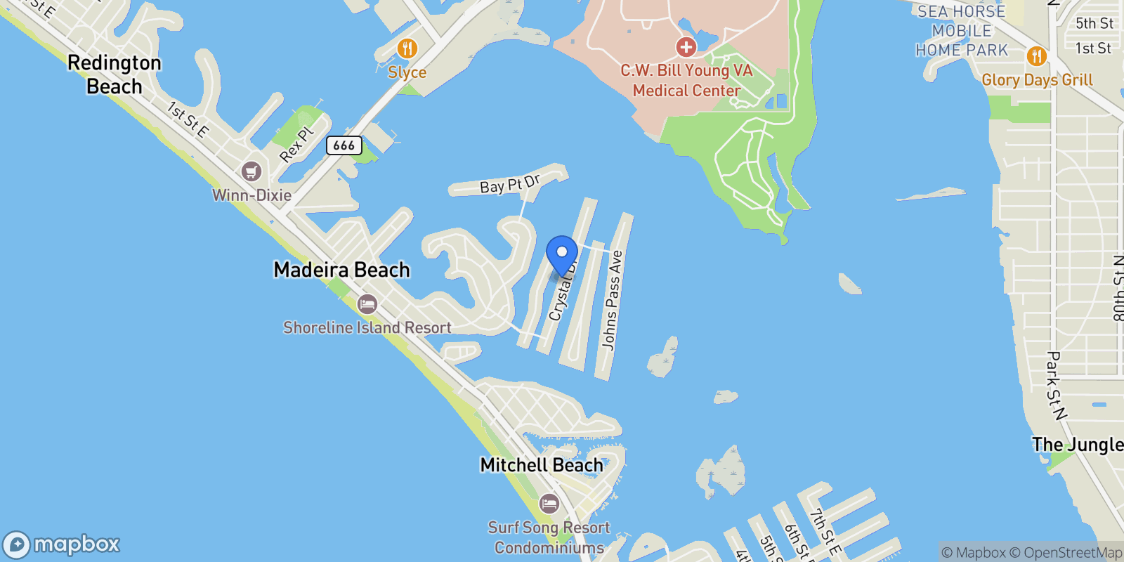 Map showing 534 Crystal Dr, Madeira Beach, FL 33708, Madeira Beach, Florida, United States.