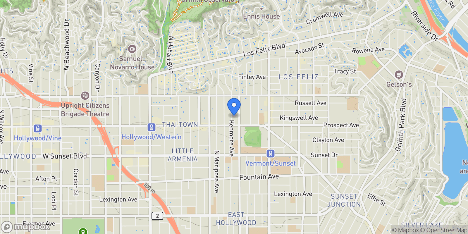 Map showing 1730 N Kenmore Avenue, Los Angeles, California, United States.