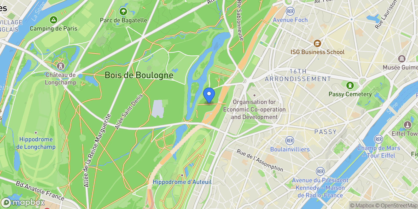Map showing Paris, Île-de-France, France.