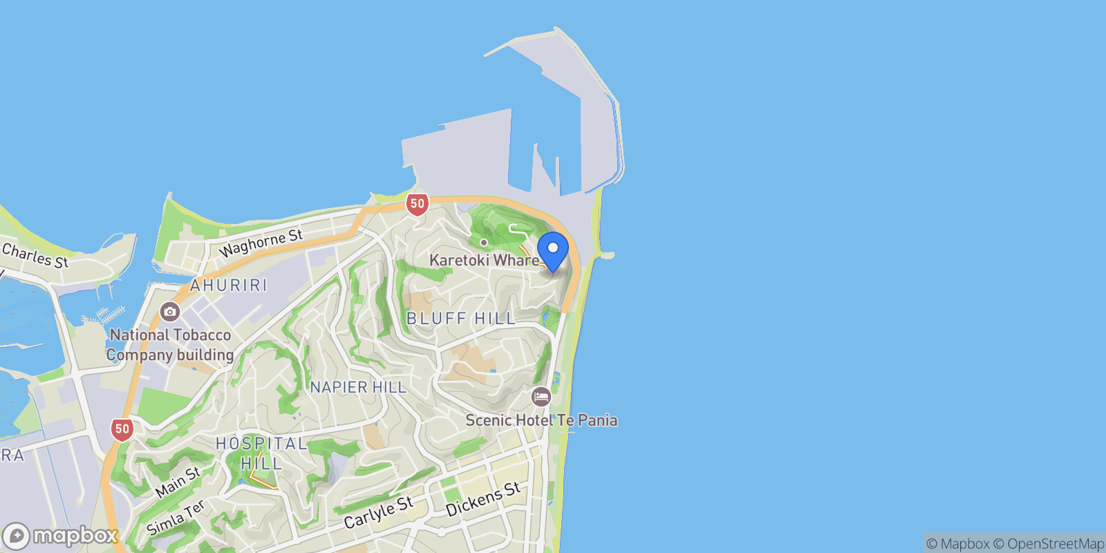 Map showing 14 Elizabeth Road Bluff Hill, Napier, HKB, Napier, Hawke's Bay, New Zealand.