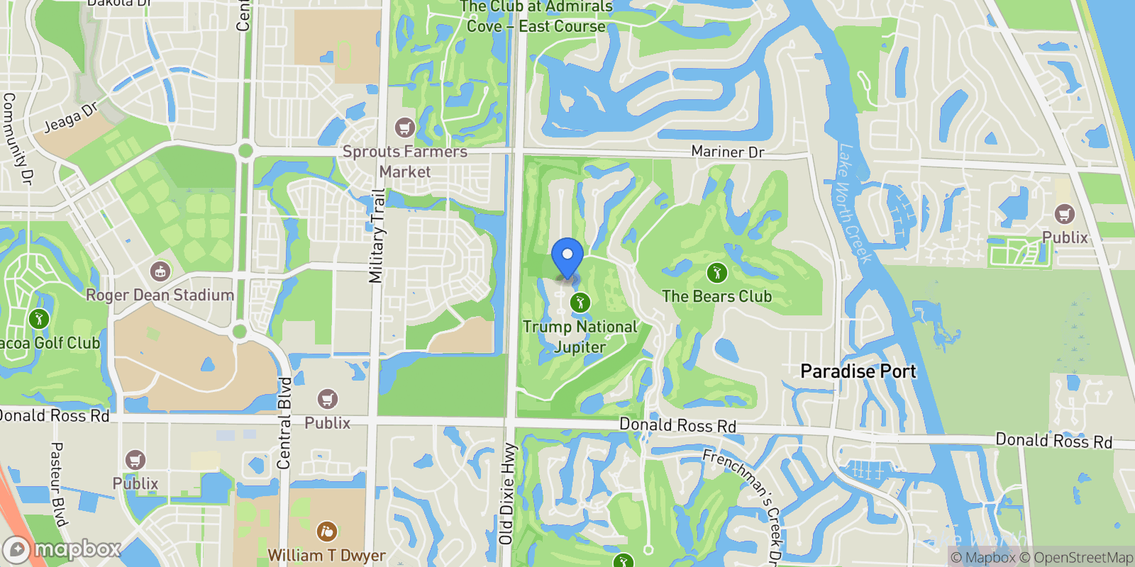 Map showing 611 White Pelican Way , Jupiter, FL 33477, Jupiter, Florida, United States.
