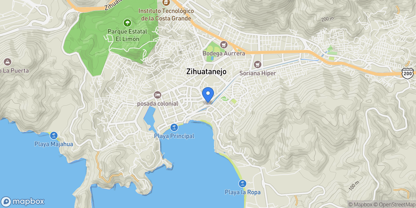 Map showing Zihuatanejo, Guerrero, Mexico, Zihuatanejo, Guerrero, Mexico.