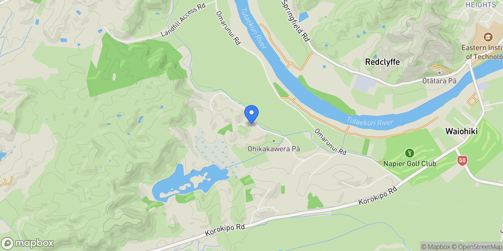 Map showing 1 Breckenridge Lane Omarunui, Hastings, HKB 4183, Puketapu, Hawke's Bay, New Zealand.