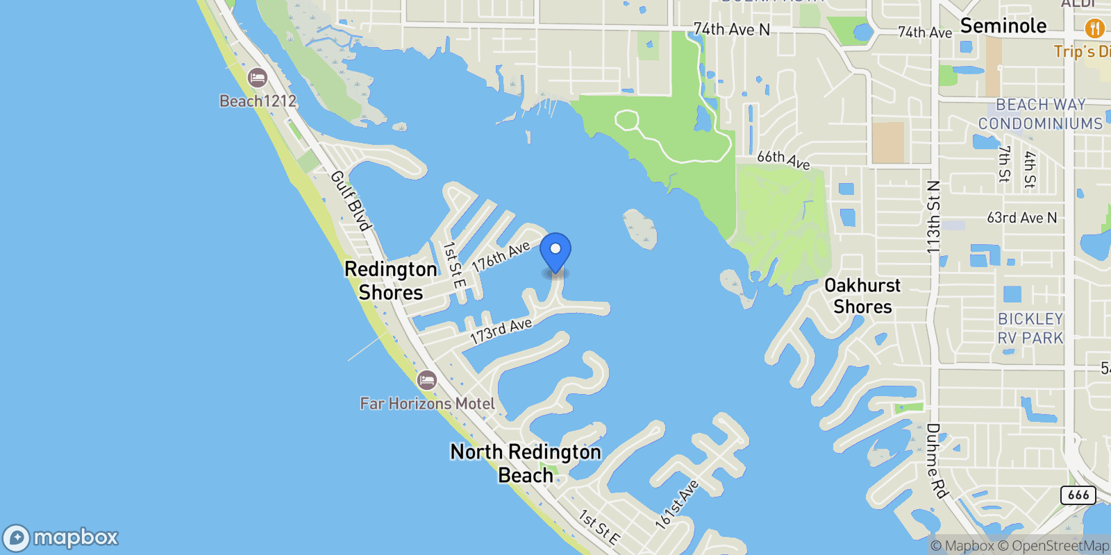 Map showing 17352 Kennedy Dr, North Redington Beach, FL 33708, Madeira Beach, Florida, United States.