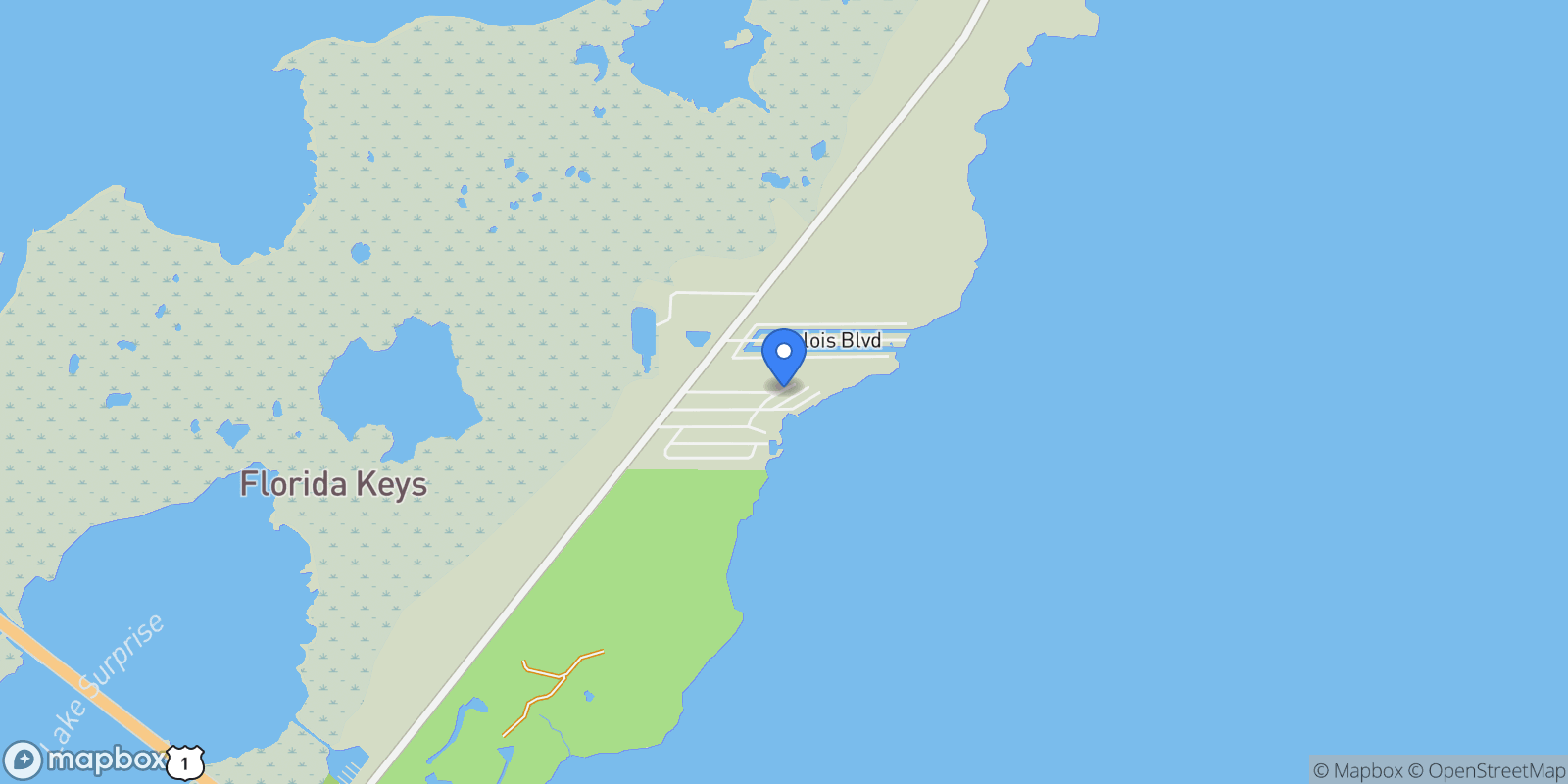 Map showing 3 Oleander Ave, Key Largo, Florida, United States.