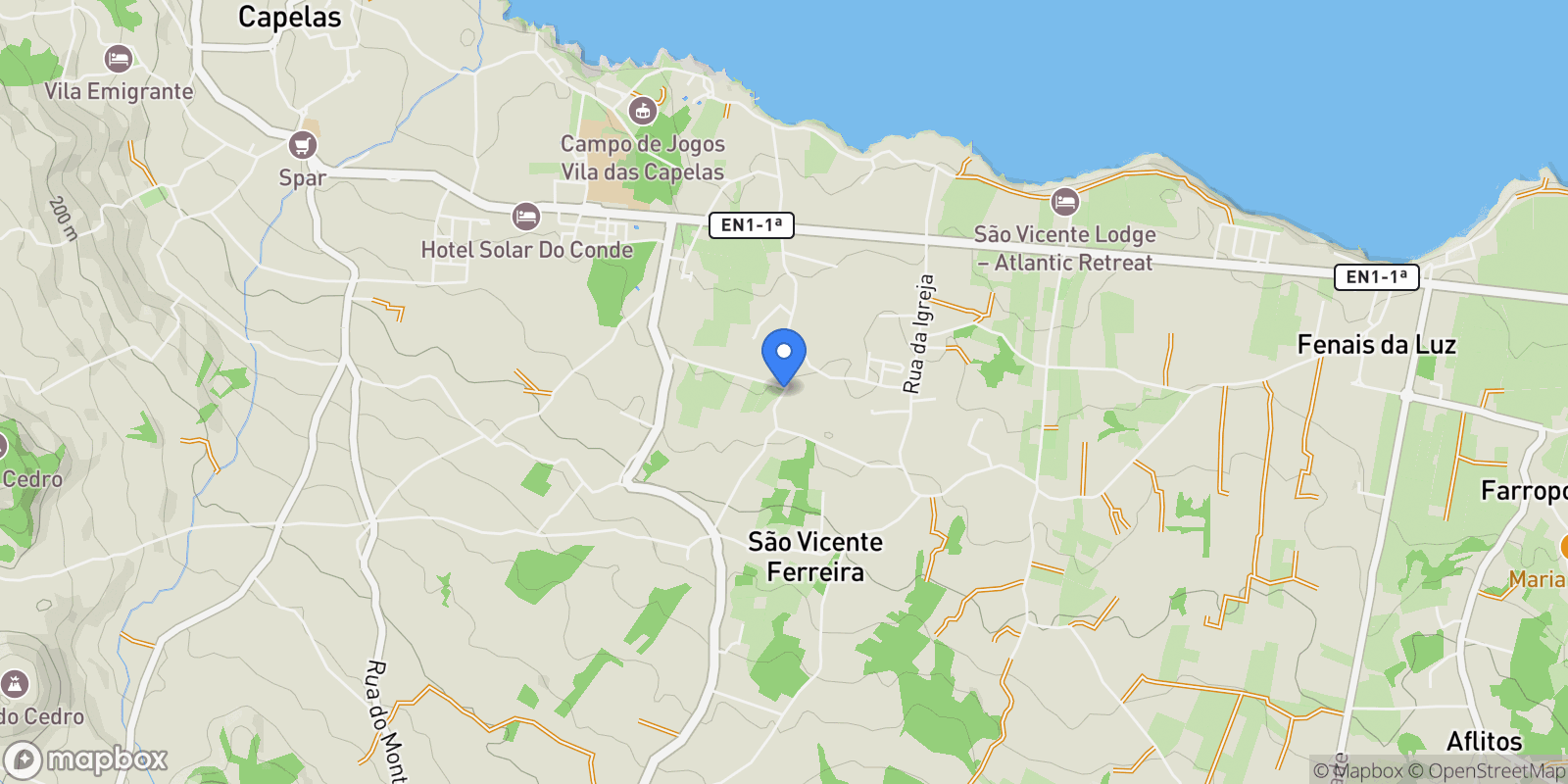Map showing R. do Poço, 9545 São Vicente Ferreira, Portugal, Sao Vicente Ferreira, Azores, Portugal.