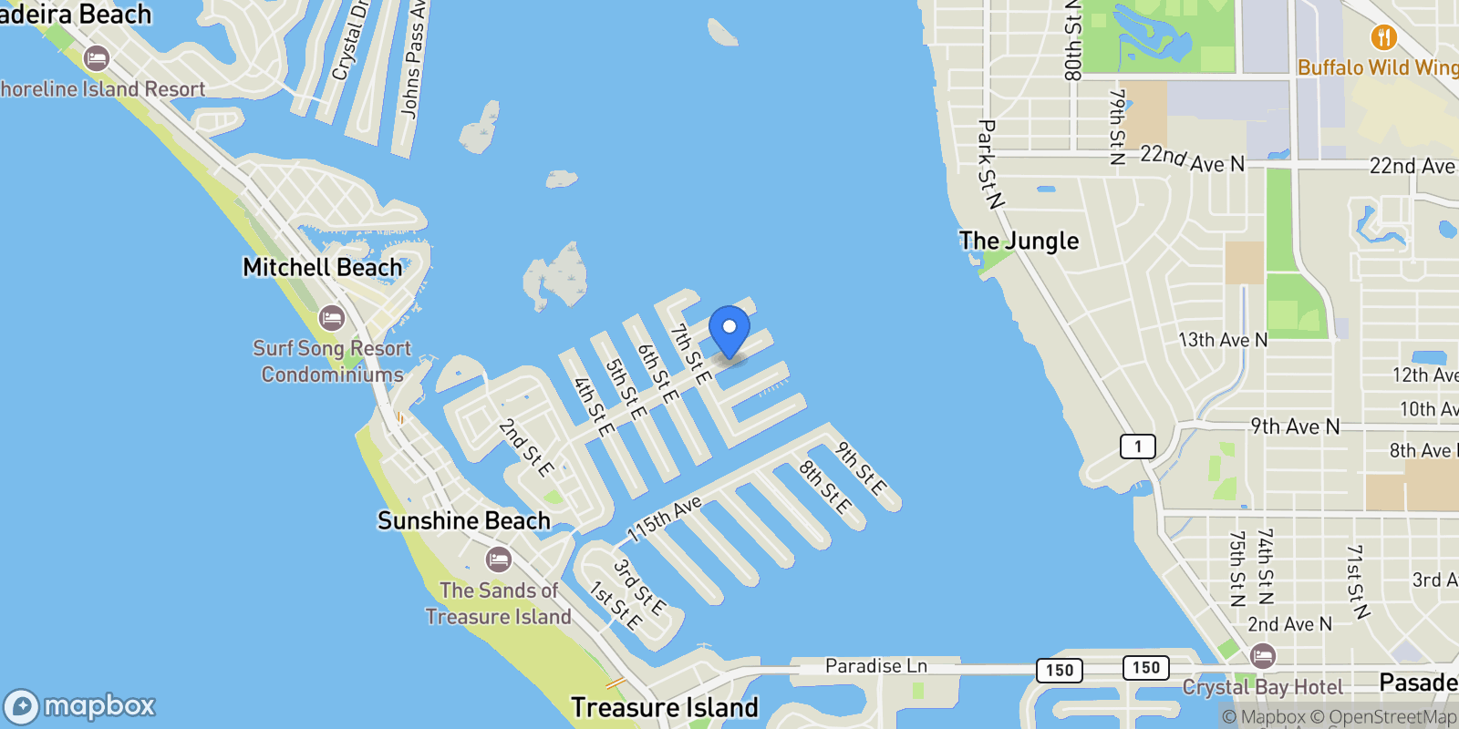 Map showing 755 Capri Blvd, Treasure Island, FL 33706, St. Pete Beach, Florida, United States.