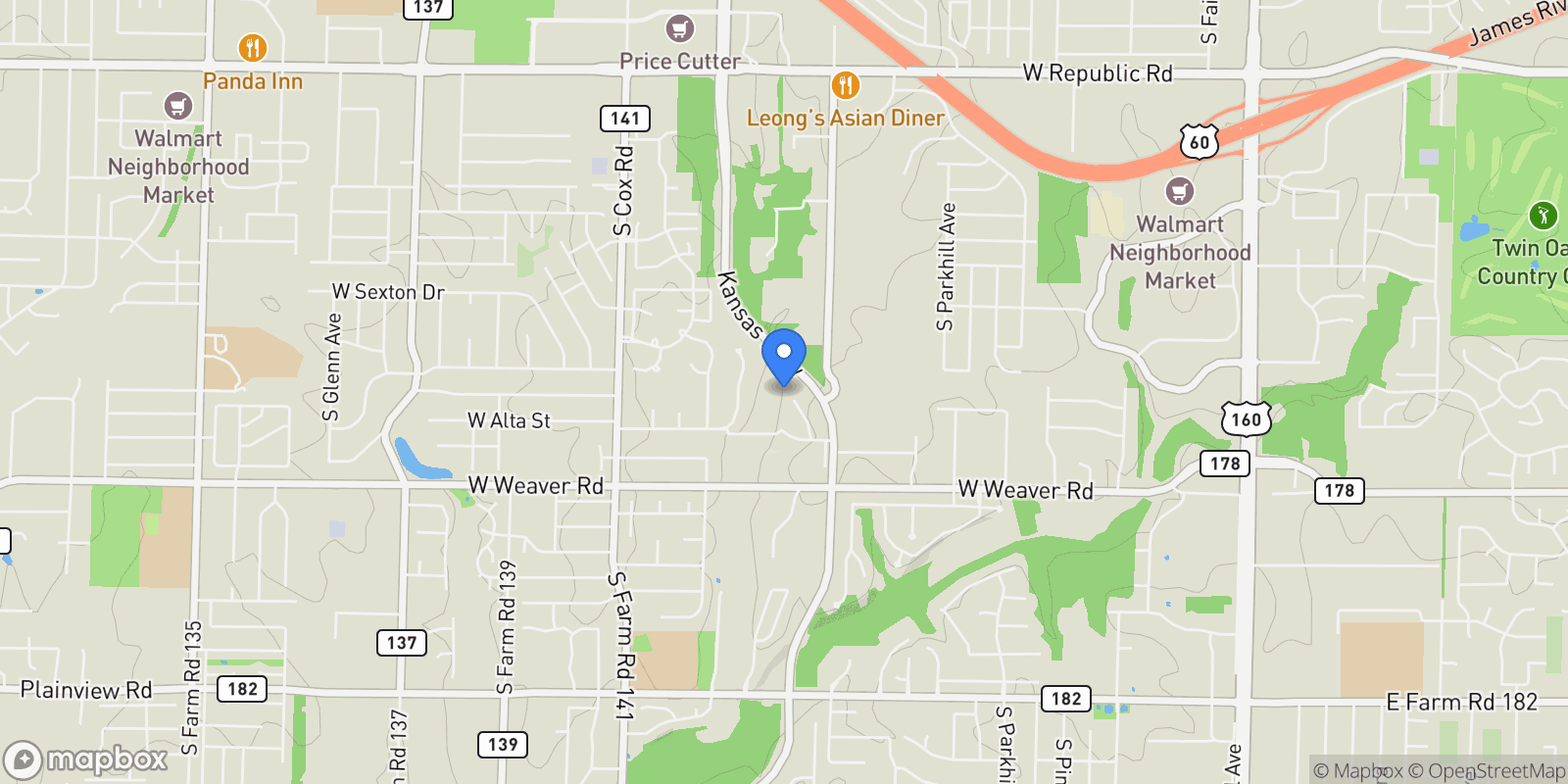 Map showing 4815 S Landon Court, Springfield, MO 65810, Springfield, Missouri, United States.