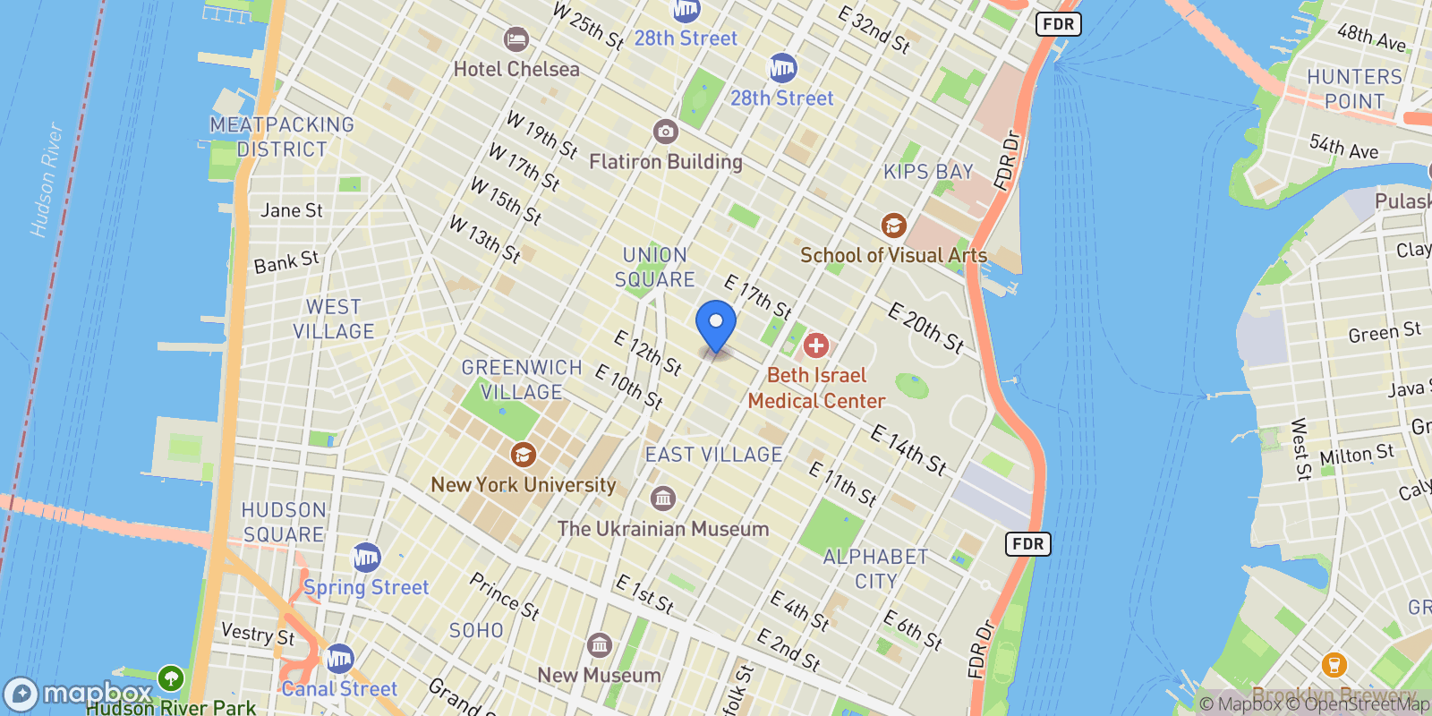 Map showing 111 Third Avenue 14A, New York, NY 10003, New York, New York, United States.