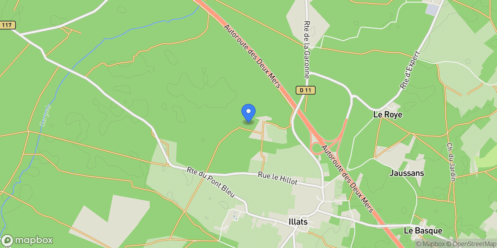 Map showing Illats, Nouvelle-Aquitaine, France.