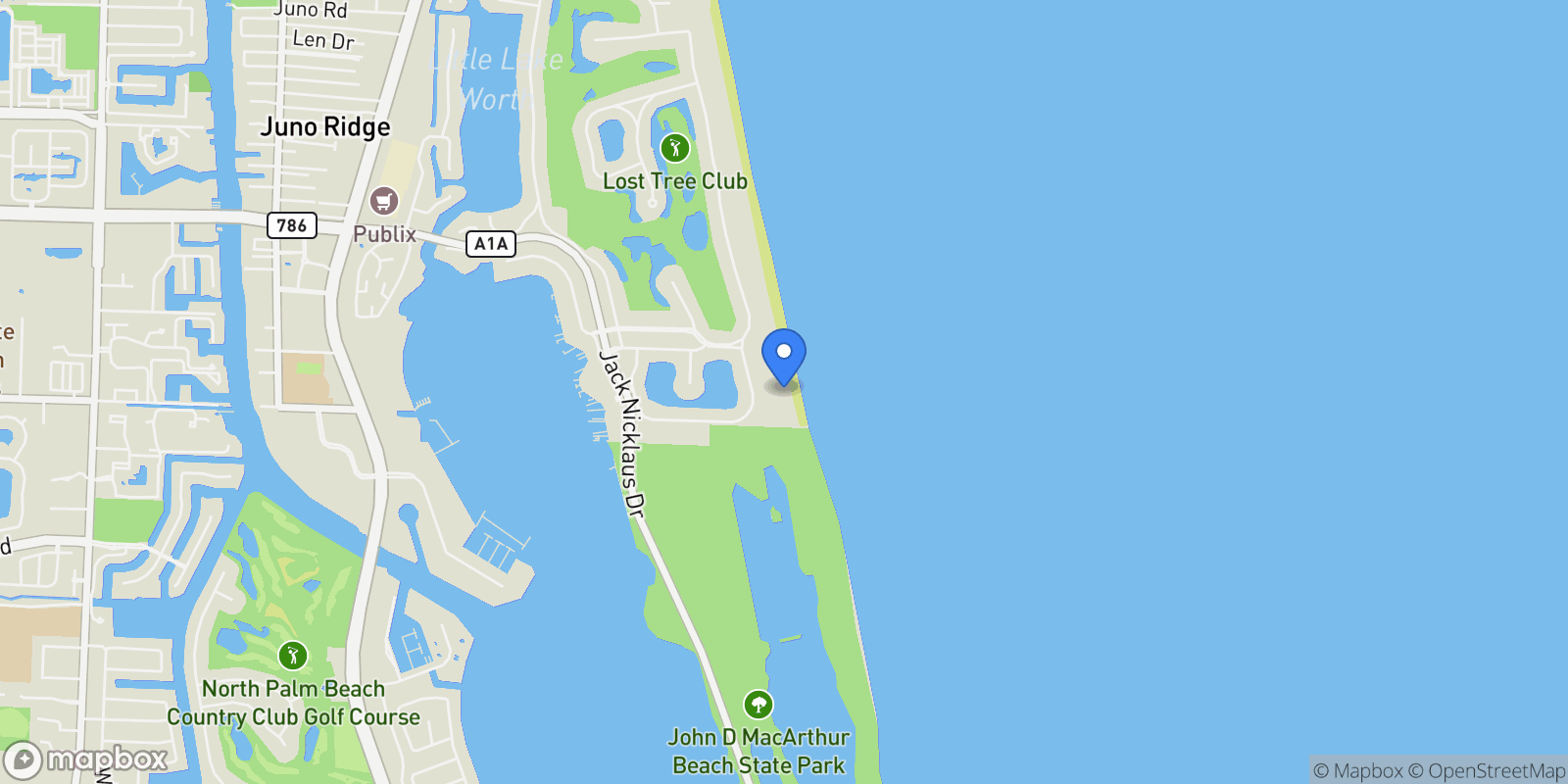 Map showing 11080 Turtle Beach Road Unit# 108, North Palm Beach, FL 33408, North Palm Beach, Florida, United States.
