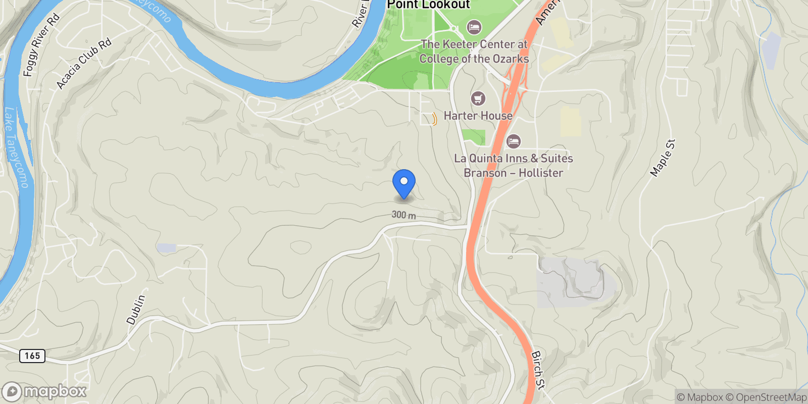 Map showing Tbd Historic Highway 165, Hollister, MO 65672, Ridgedale, Missouri, United States.