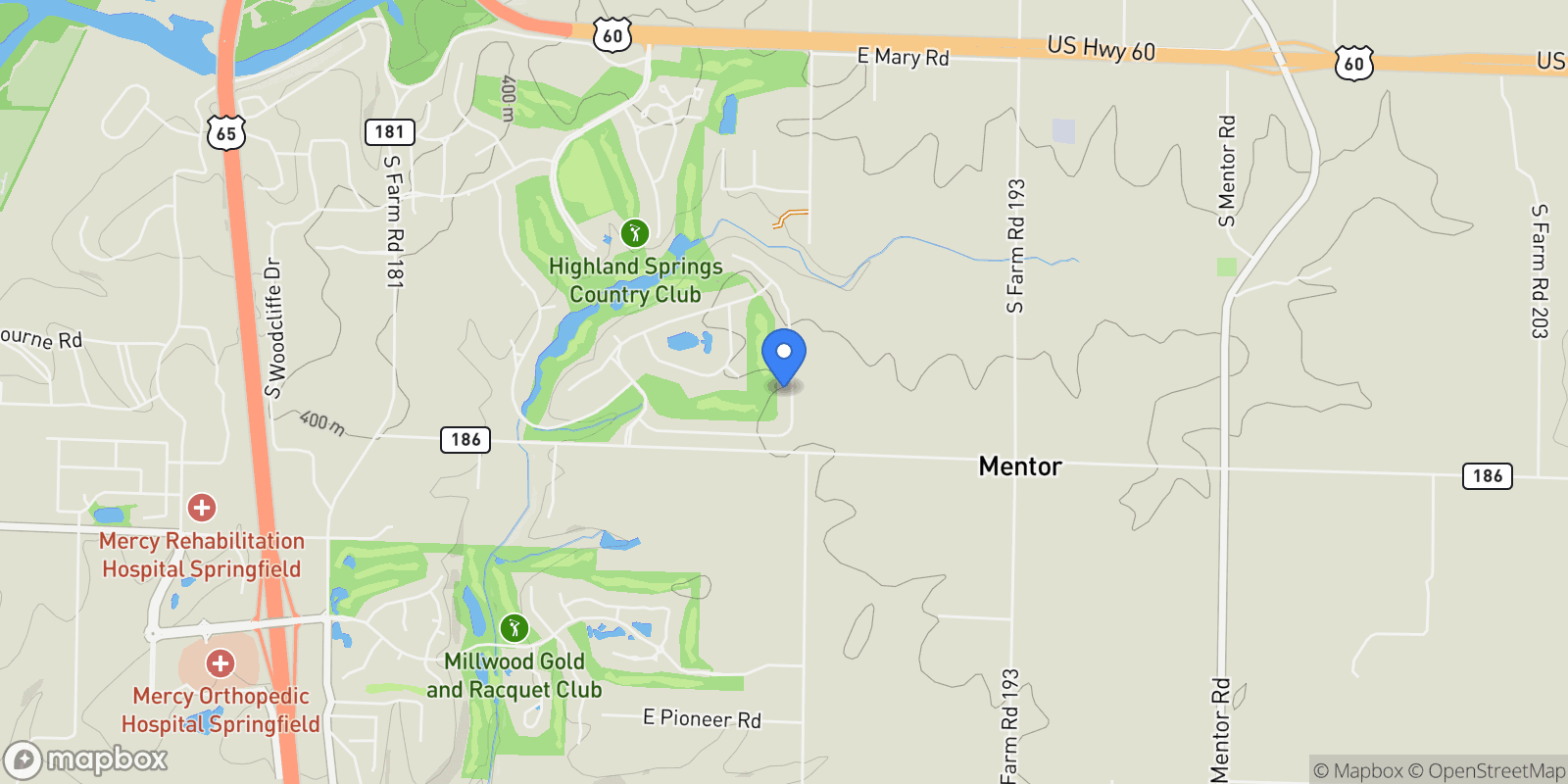 Map showing 5613 S Dunrobin Drive, Springfield, MO 65809, Springfield, Missouri, United States.