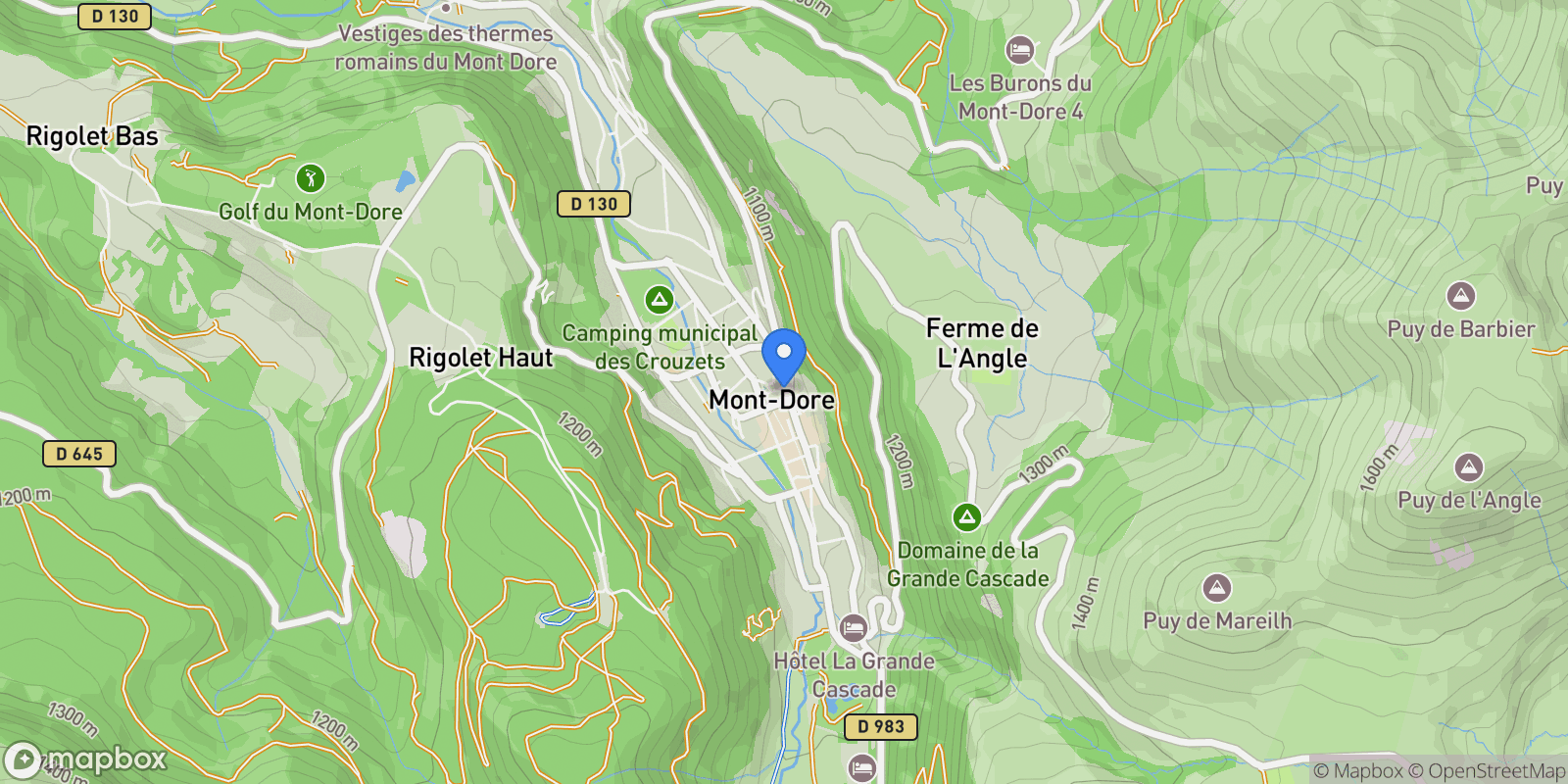 Map showing Le Mont-Dore, Auvergne-Rhône-Alpes, France.