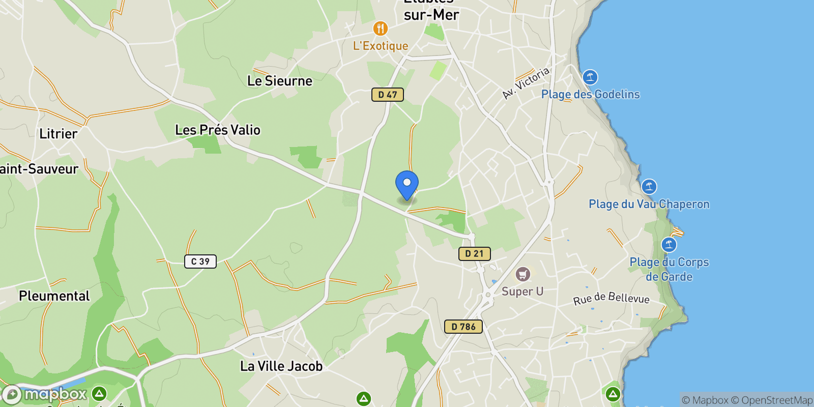 Map showing Binic-Étables-sur-Mer, Brittany, France.