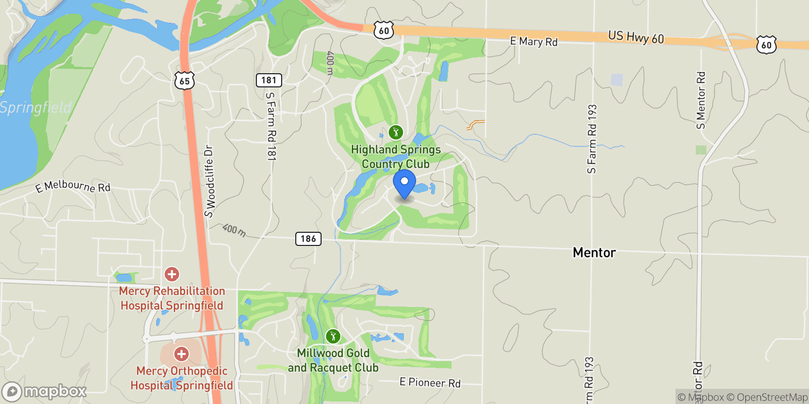 Map showing 3936 E Glen Abbey Drive, Springfield, MO 65809, Springfield, Missouri, United States.