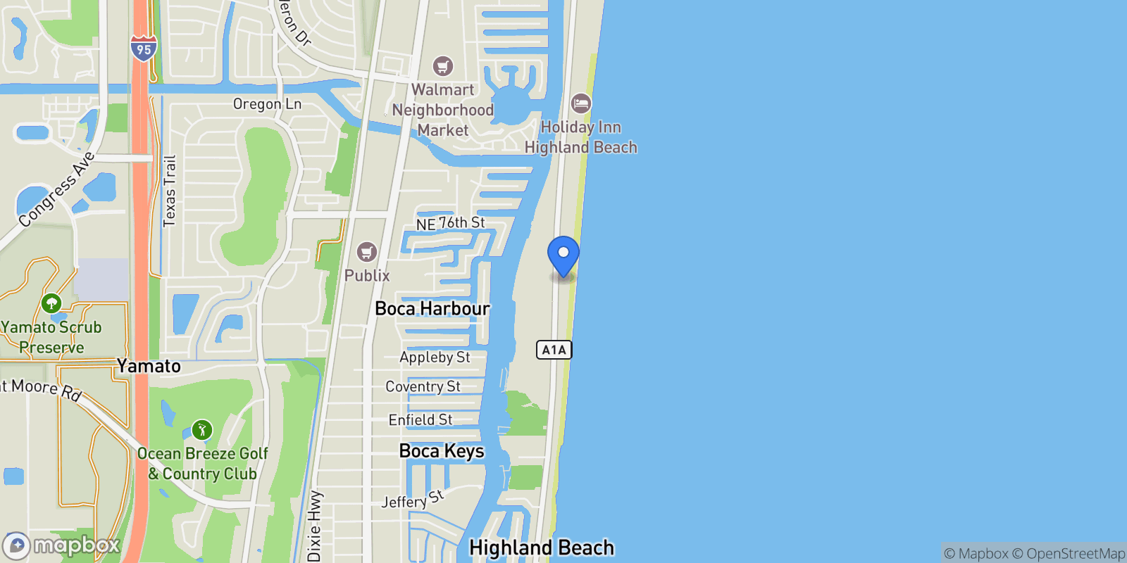 Map showing 3407 S Ocean Boulevard 4d, Boca Raton, Florida, United States.