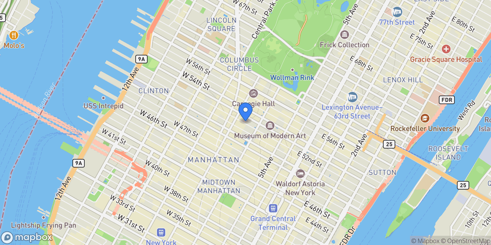 Map showing 135 West 52nd Street 31B, New York, NY 10019, New York, New York, United States.