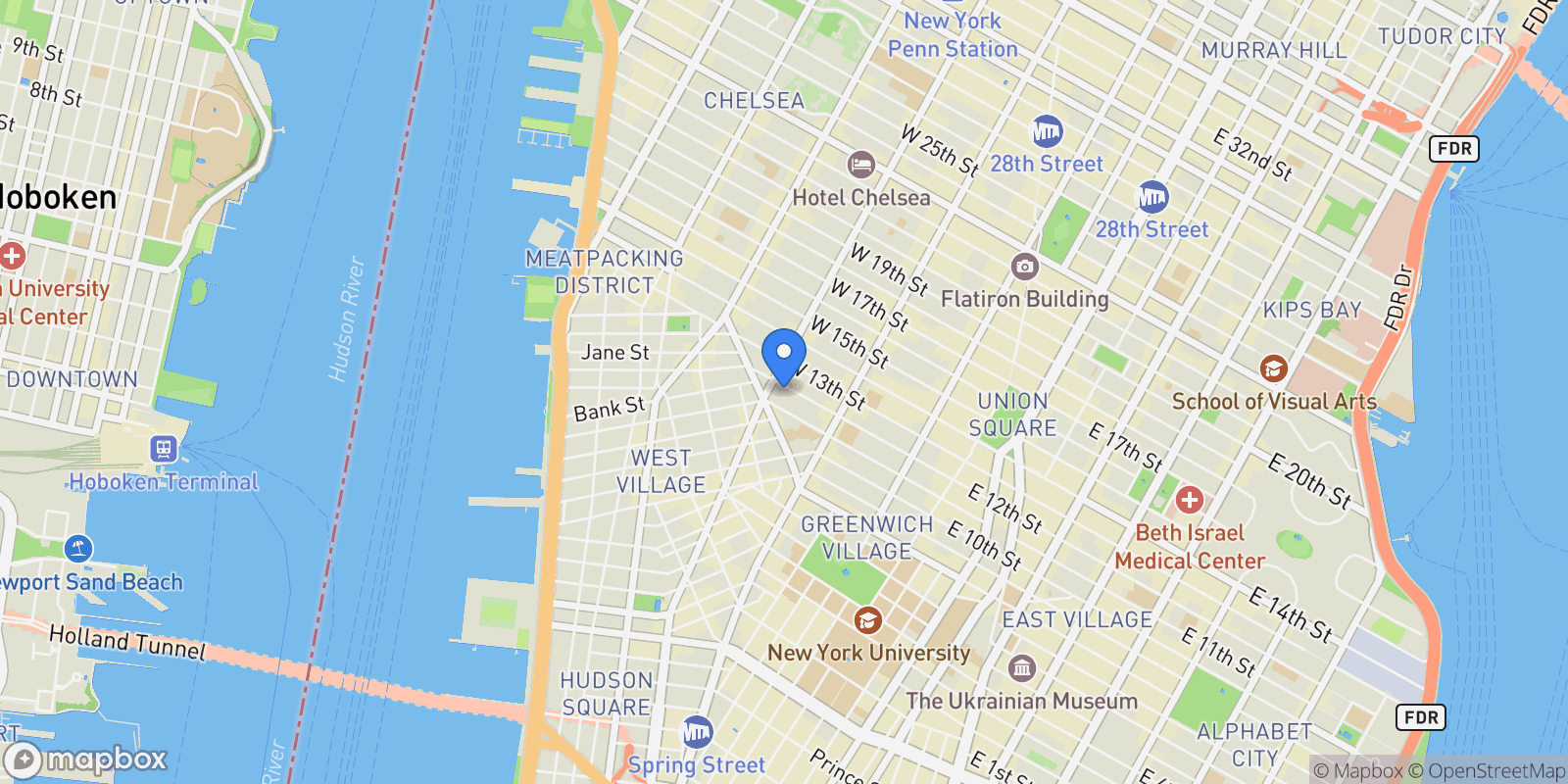 Map showing 160 West 12th Street 75, New York, NY 10011, New York, New York, United States.