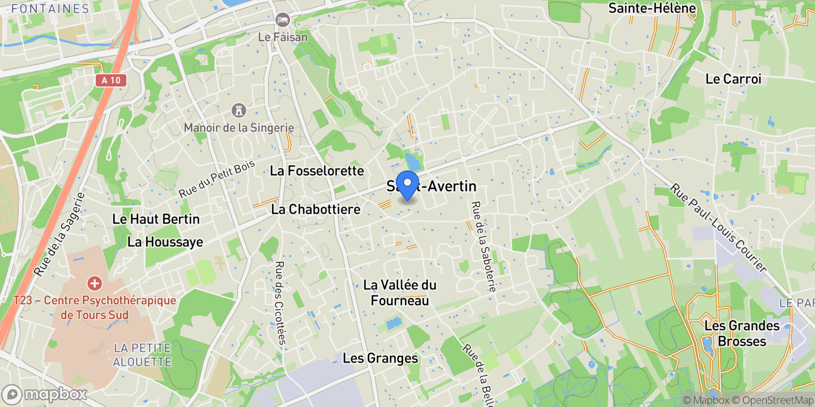 Map showing Saint-Avertin, Centre-Val de Loire, France.
