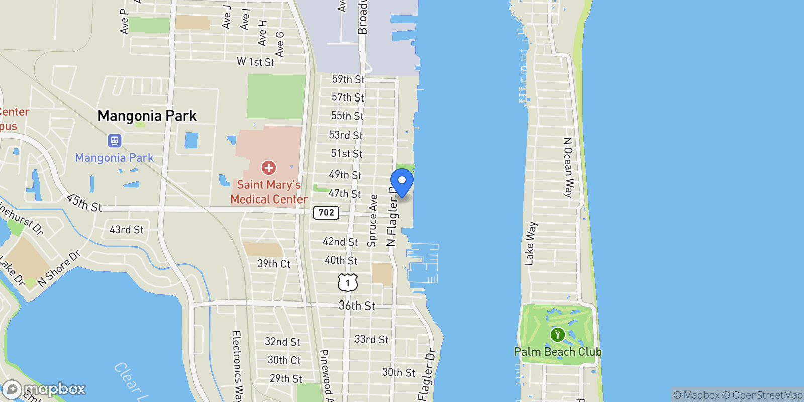 Map showing 4714 N Flagler Drive Unit# Th-C-301, West Palm Beach, FL 33407, West Palm Beach, Florida, United States.