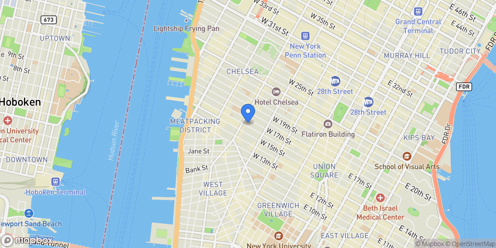 Map showing 253 West 16th Street 6I, New York, NY 10011, New York, New York, United States.