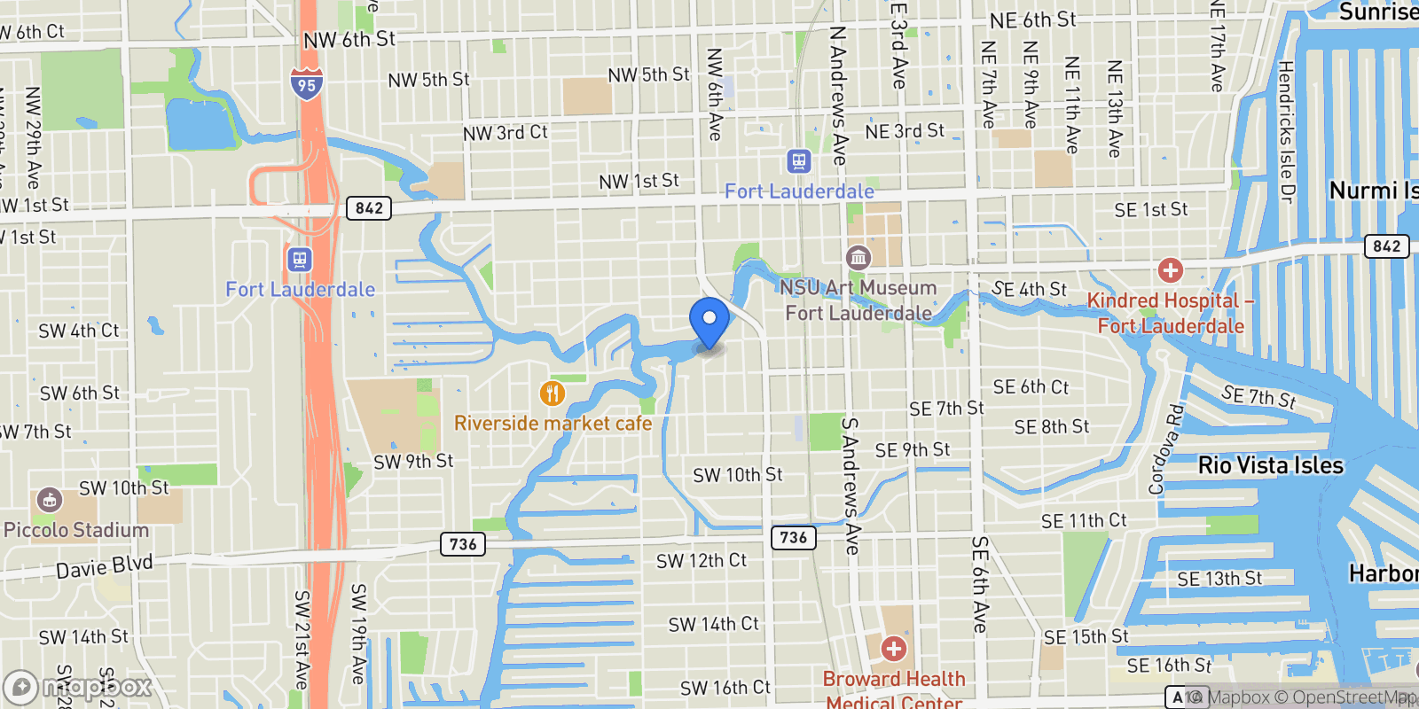 Map showing 621 SW 5 Place, Fort Lauderdale, Florida, United States.