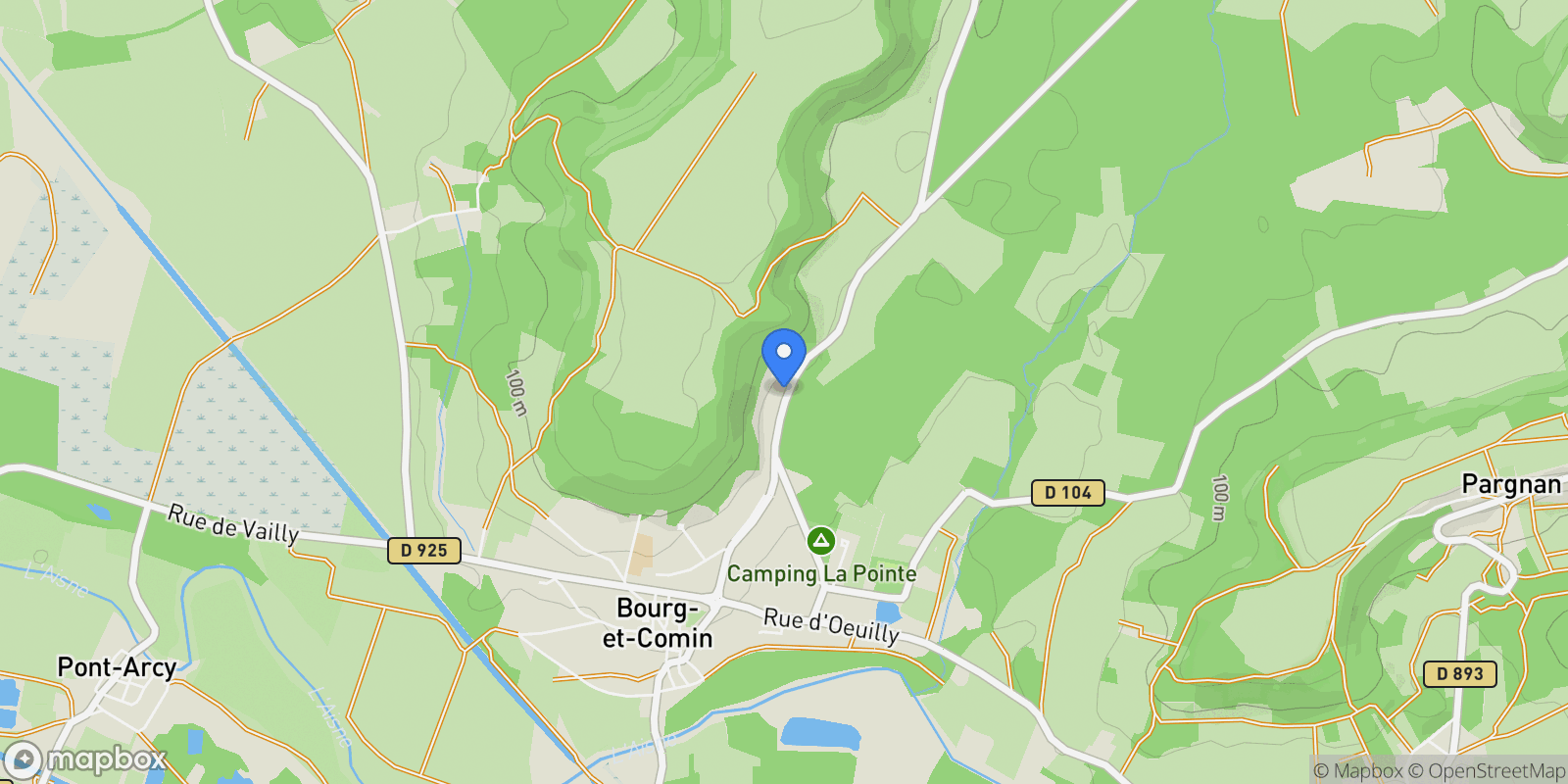 Map showing Bourg-et-Comin, Hauts-de-France, France.