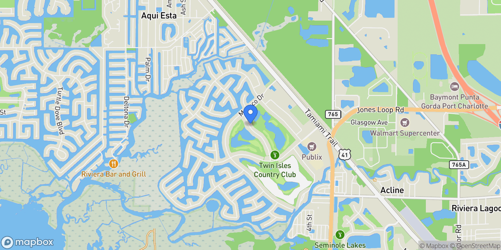 Map showing 3736 Bordeaux DR, PUNTA GORDA, FL 33950, Charlotte Park, Florida, United States.