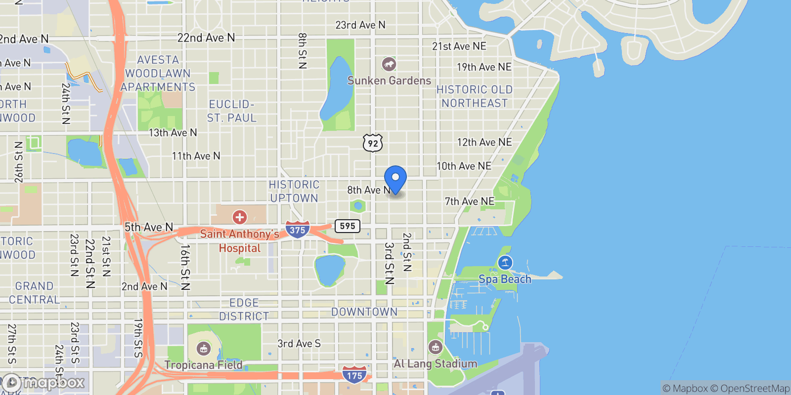 Map showing 237 7th Ave N #2, St Petersburg, FL 33701, St. Petersburg, Florida, United States.