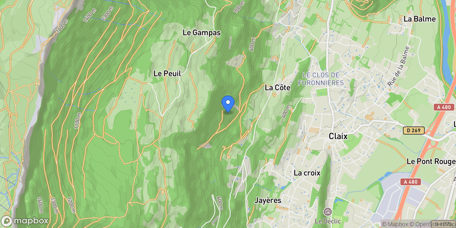 Map showing Claix, Auvergne-Rhône-Alpes, France.